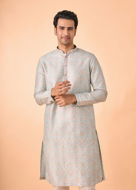 Manyavar Men Light Blue Splendor Kurta Pajama