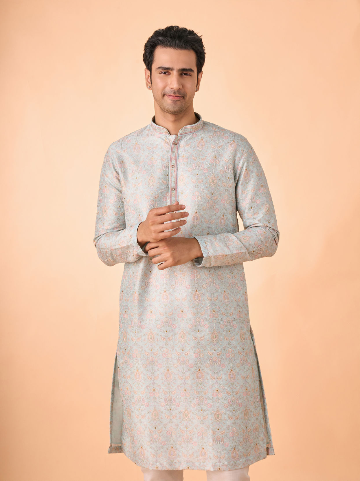 Manyavar Men Light Blue Splendor Kurta Pajama
