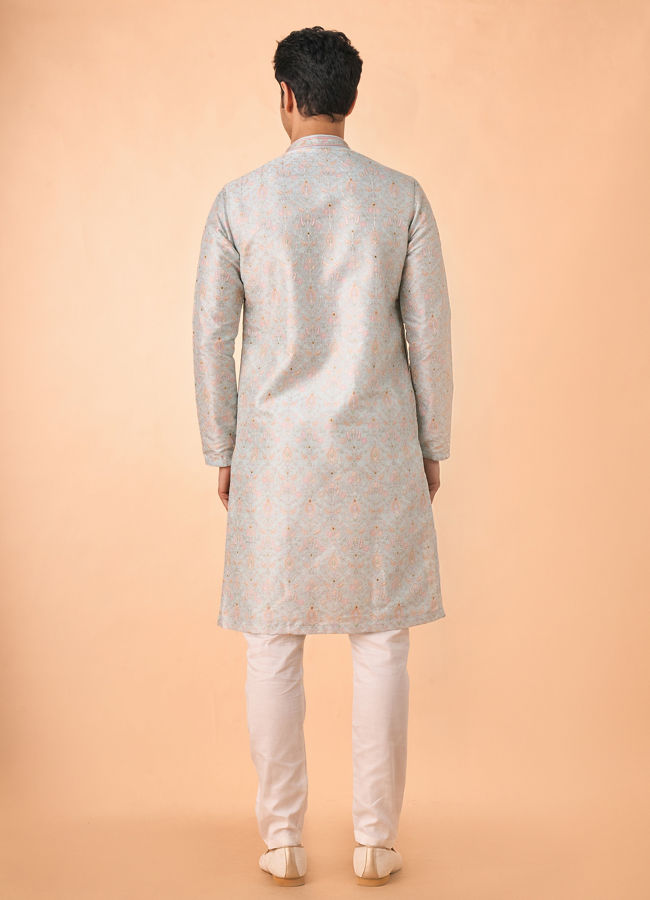 Manyavar Men Light Blue Splendor Kurta Pajama