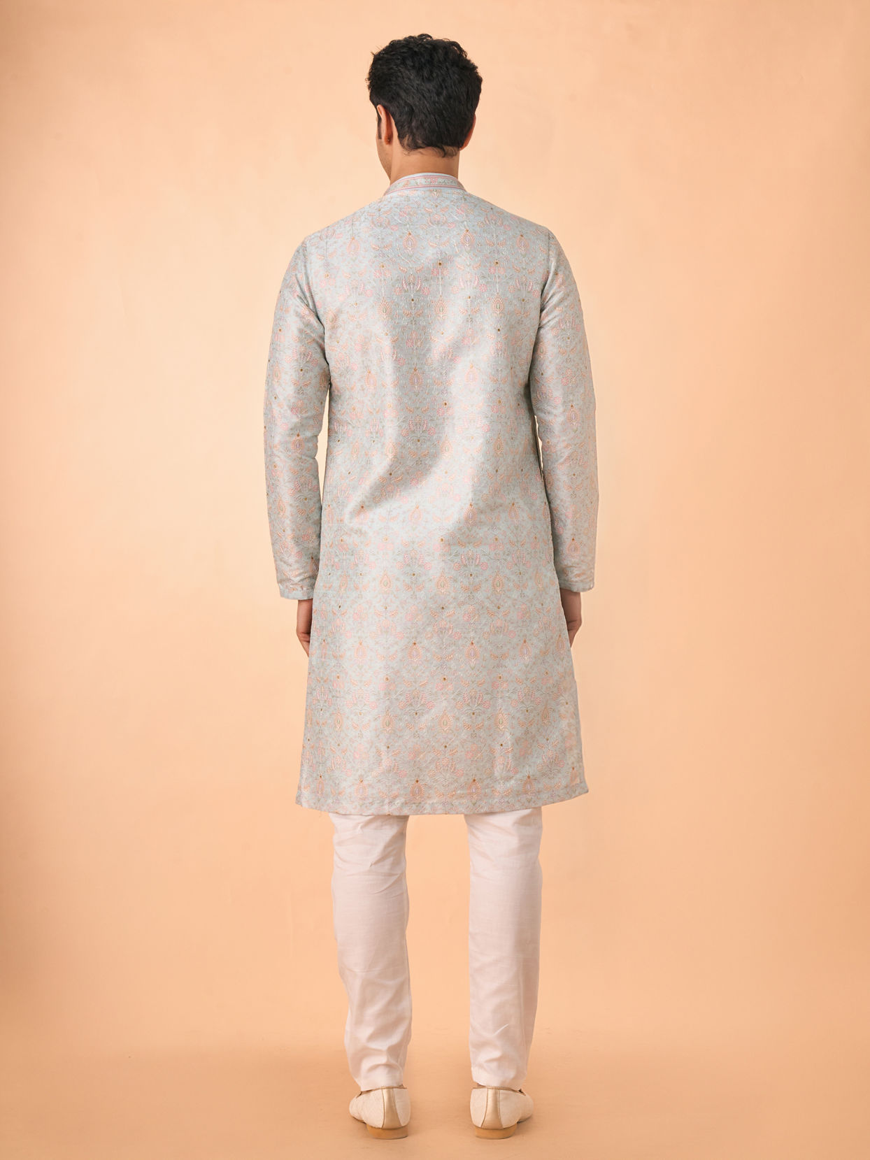 Manyavar Men Light Blue Splendor Kurta Pajama