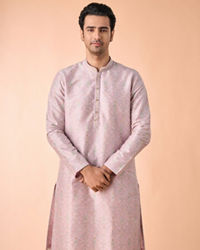 Manyavar Men Ethereal Lilac Art Silk Kurta Pajama