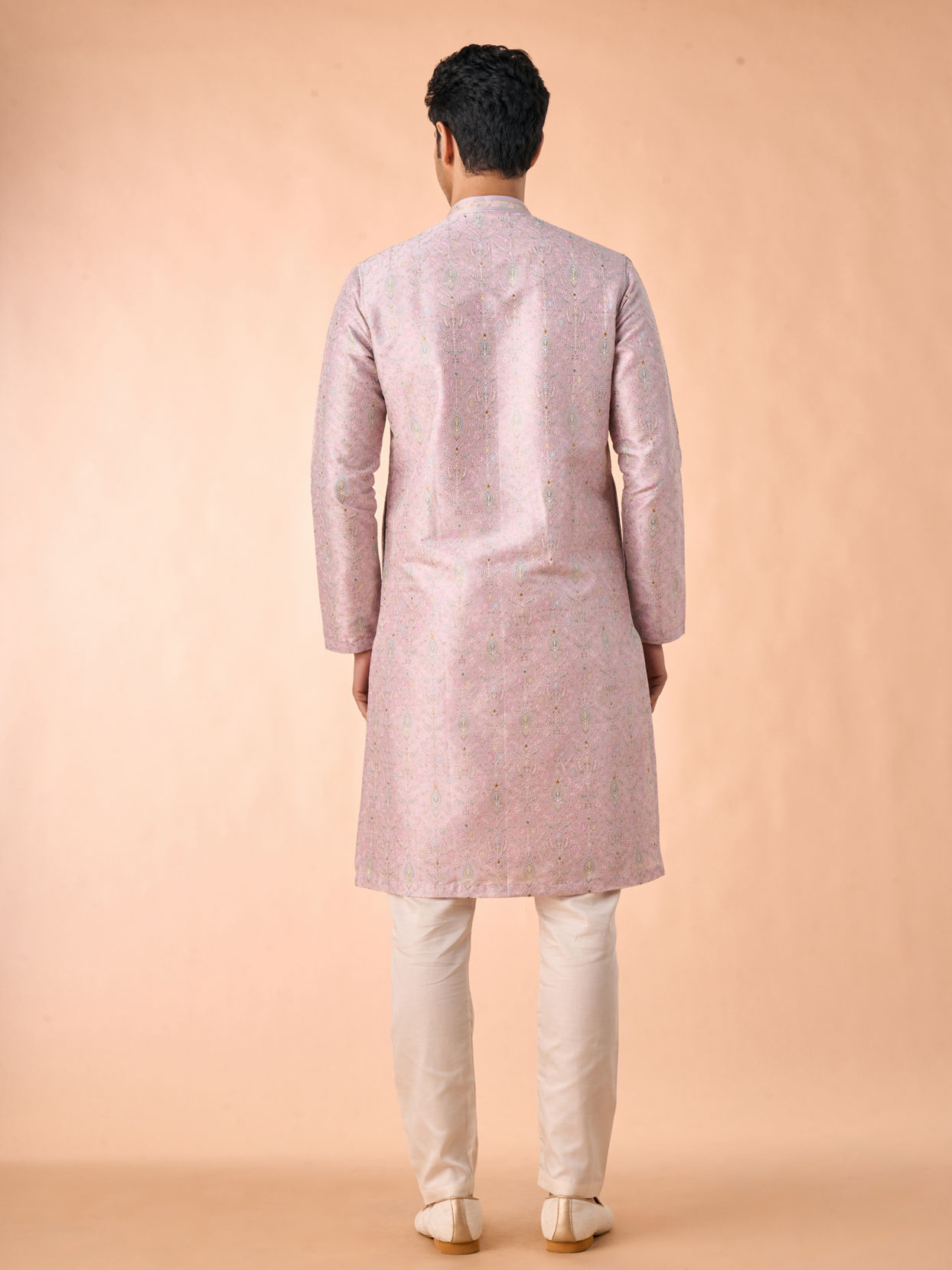 Manyavar Men Ethereal Lilac Art Silk Kurta Pajama