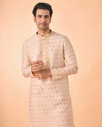 Manyavar Men Festive Peach Viscose Kurta Pajama