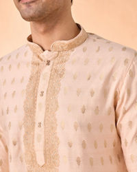 Manyavar Men Festive Peach Viscose Kurta Pajama
