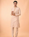 Manyavar Men Festive Peach Viscose Kurta Pajama