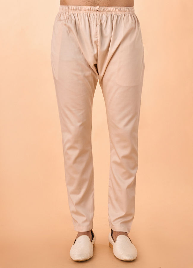 Manyavar Men Festive Peach Viscose Kurta Pajama