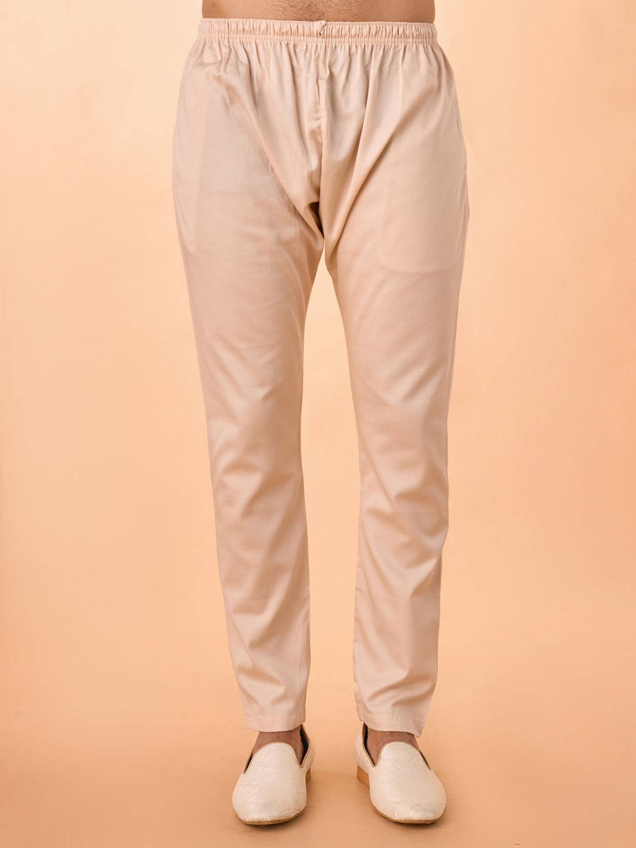 Manyavar Men Festive Peach Viscose Kurta Pajama