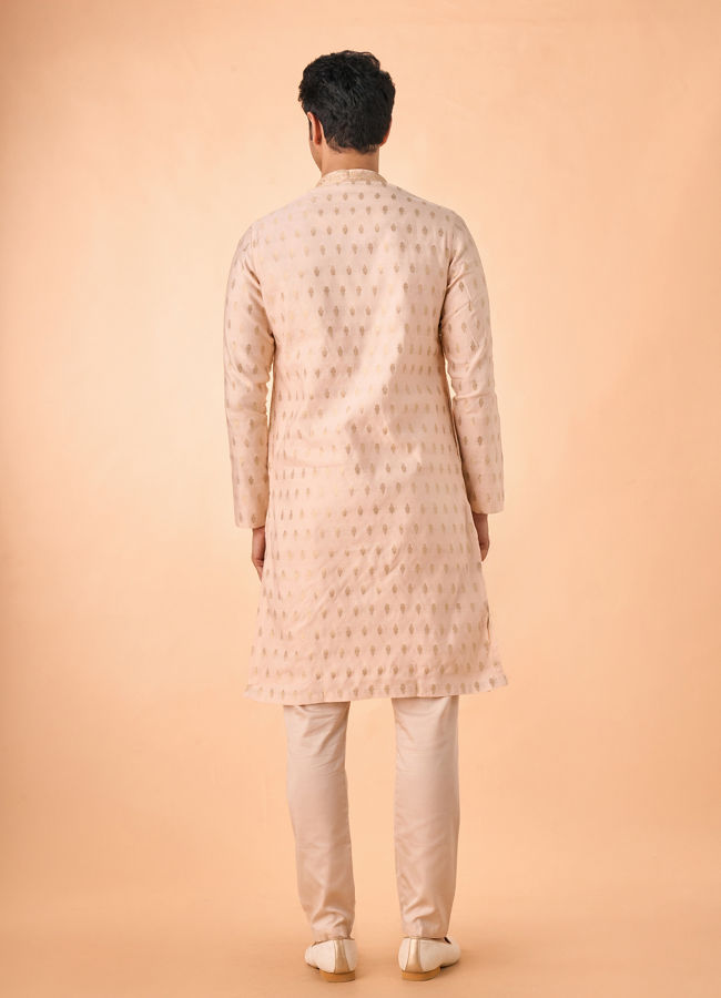 Manyavar Men Festive Peach Viscose Kurta Pajama