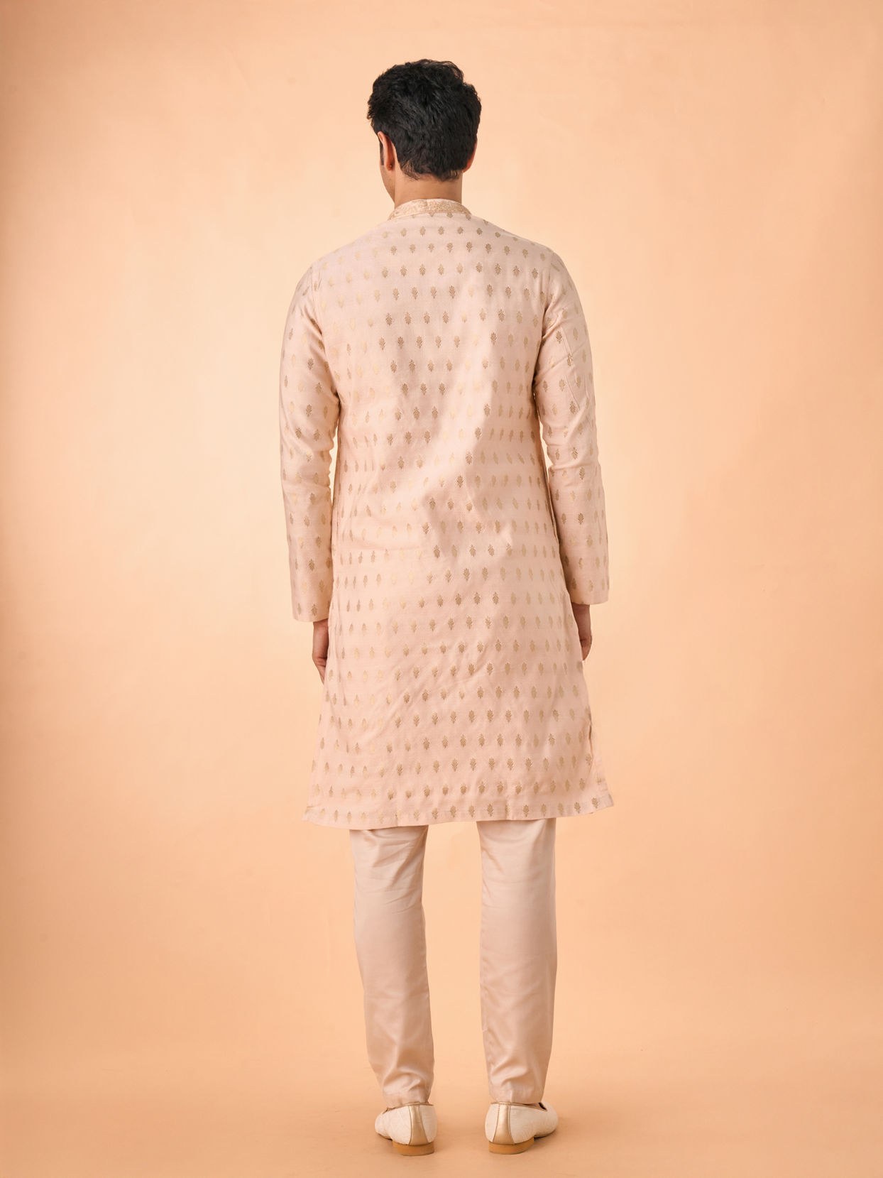 Manyavar Men Festive Peach Viscose Kurta Pajama