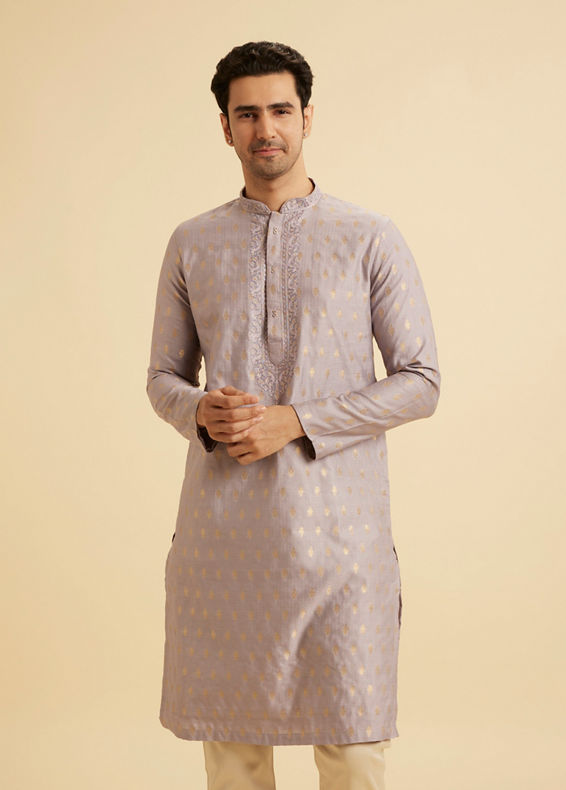 Manyavar Men Lilac Elegance Kurta Pajama