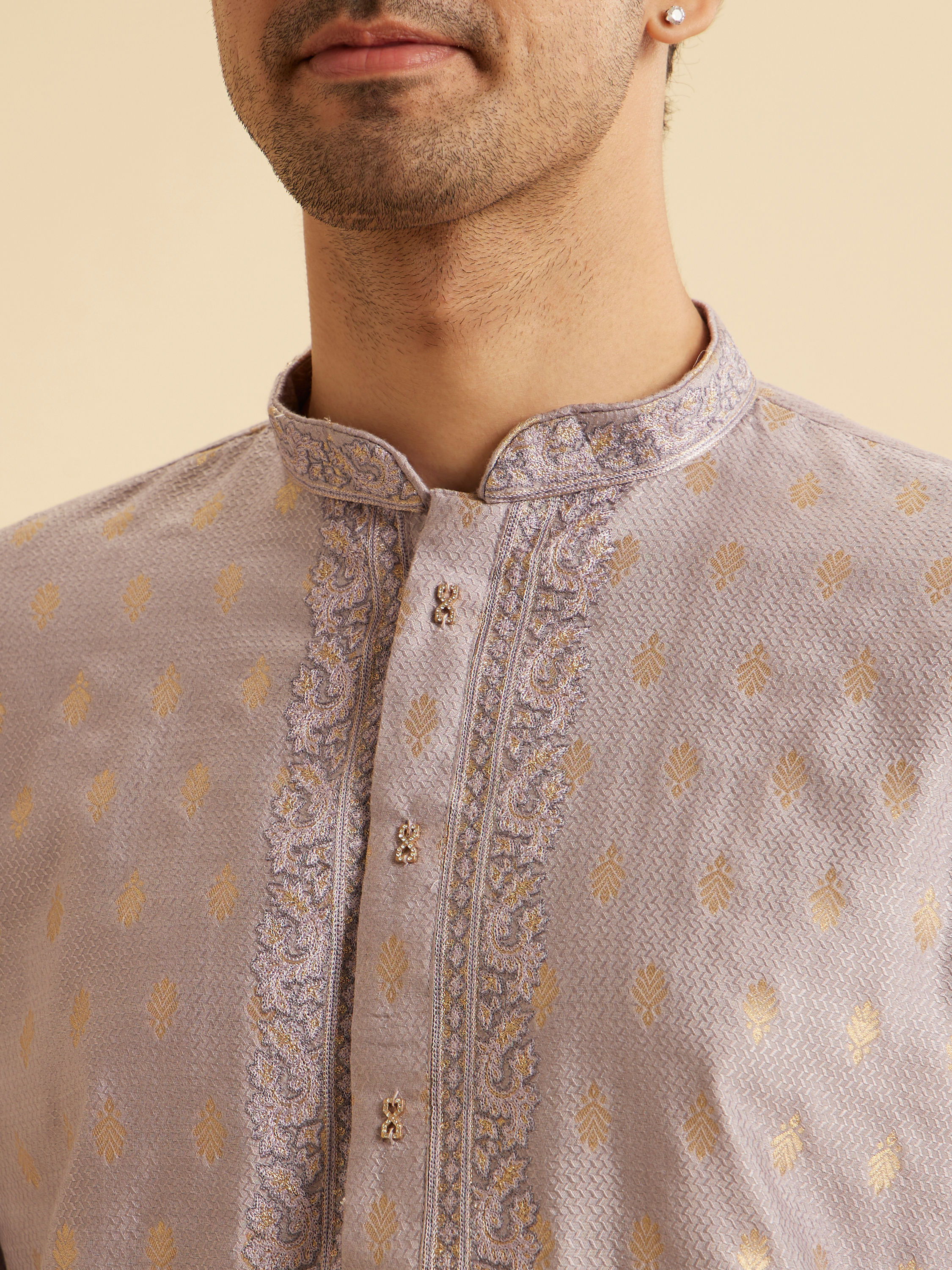 Manyavar Men Lilac Elegance Kurta Pajama