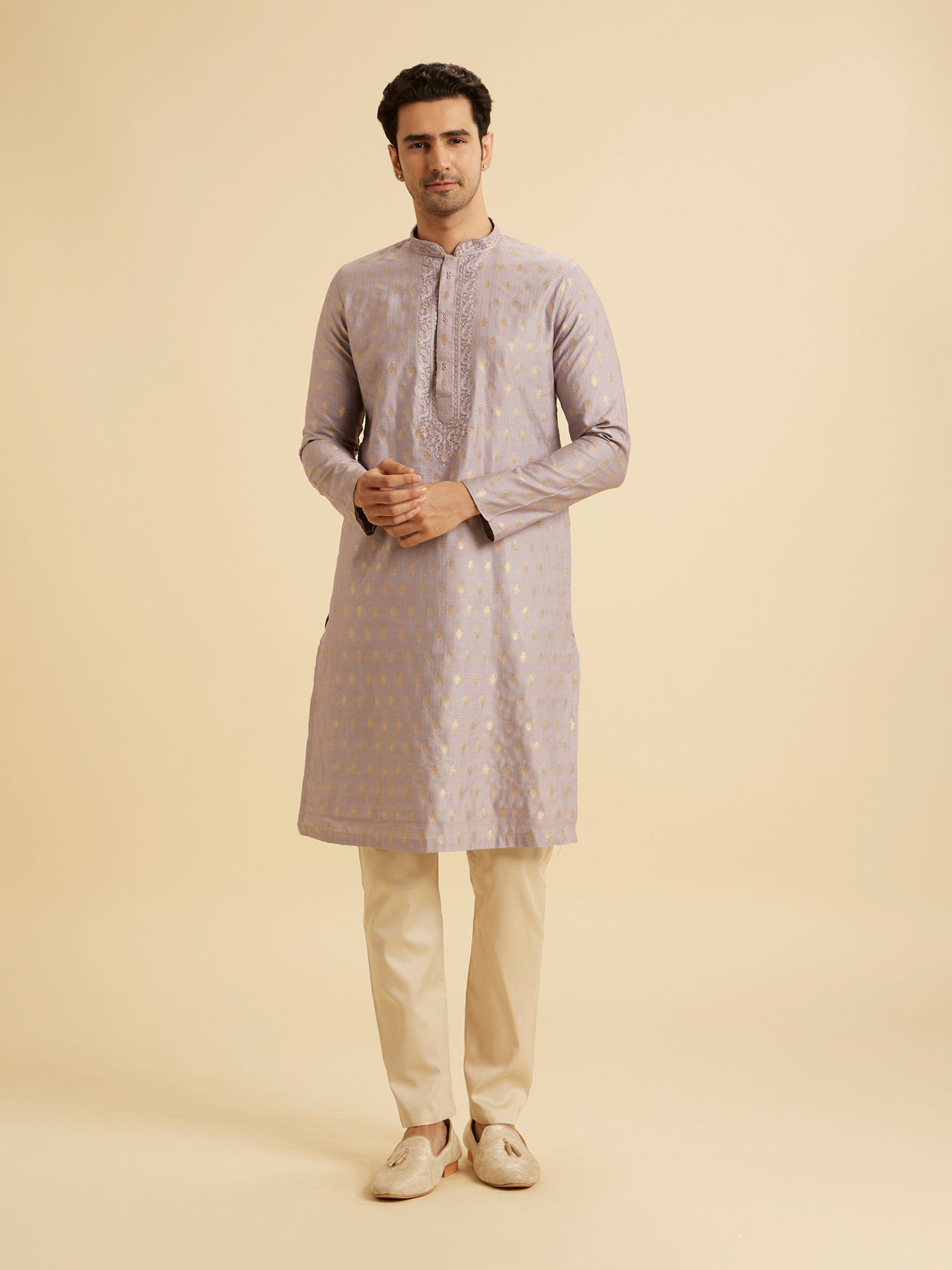 Manyavar Men Lilac Elegance Kurta Pajama