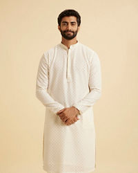 Manyavar Men Cream Georgette Chikankari Kurta Pajama