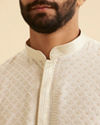 Manyavar Men Cream Georgette Chikankari Kurta Pajama