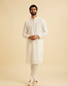 Manyavar Men Cream Georgette Chikankari Kurta Pajama