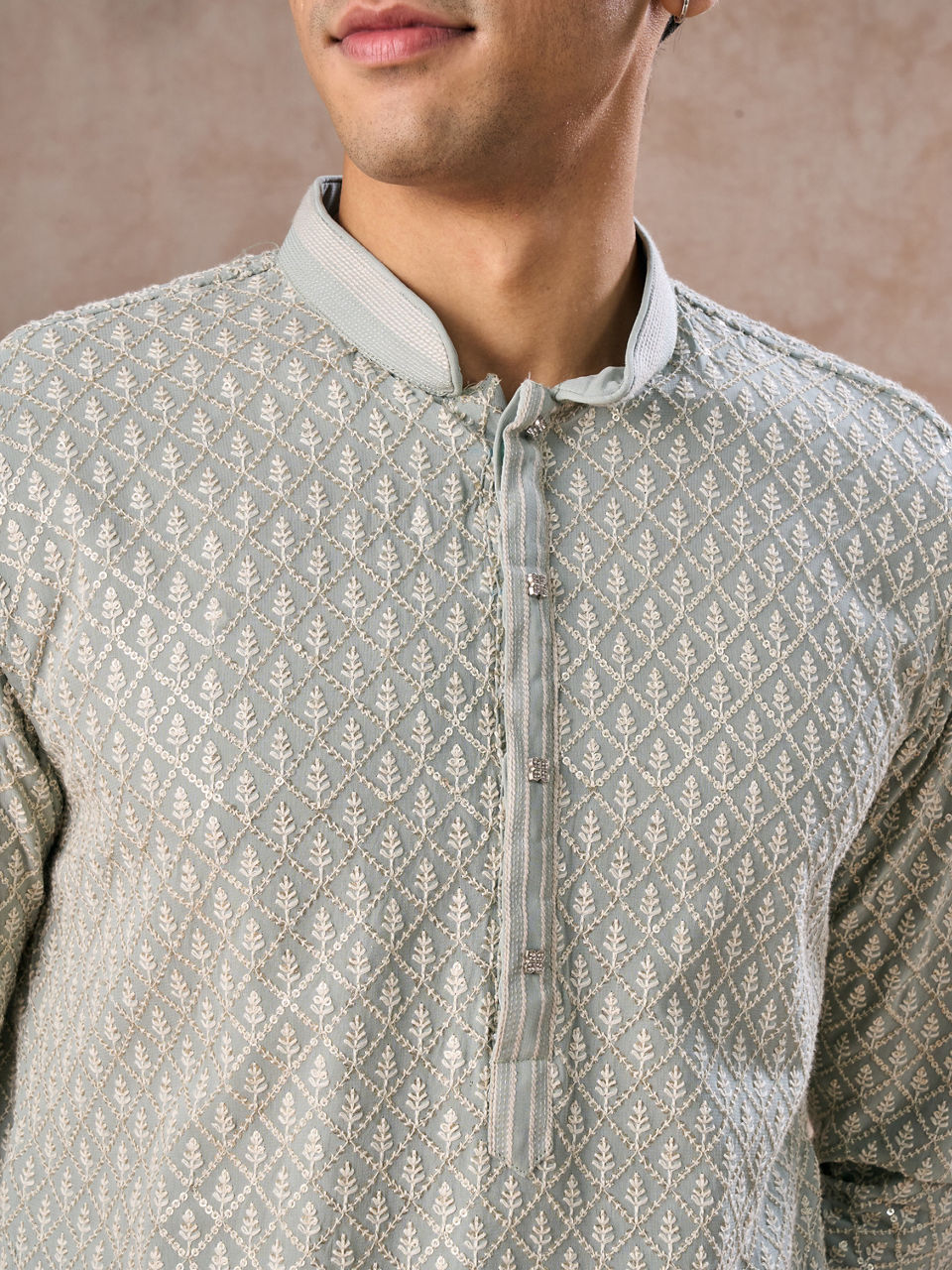 Manyavar Men Glistening Aqua Green Kurta Pajama