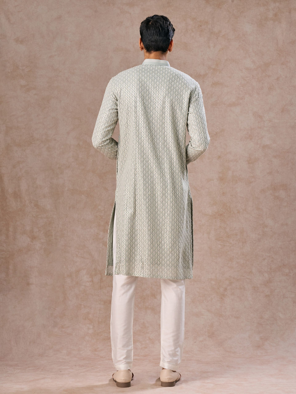 Manyavar Men Glistening Aqua Green Kurta Pajama