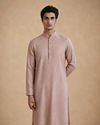Manyavar Men Pink Georgette Kurta Pajama Set with Thread Embroidery & Sequin Detailing