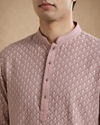 Manyavar Men Pink Georgette Kurta Pajama Set with Thread Embroidery & Sequin Detailing