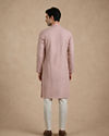 Manyavar Men Pink Georgette Kurta Pajama Set with Thread Embroidery & Sequin Detailing