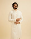 Manyavar Men Cream White Chikankari Work Kurta Set image number 0