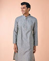 Manyavar Men Dark Grey Chanderi Kurta Pajama