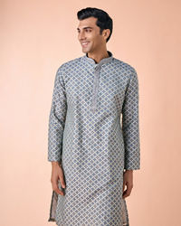 Manyavar Men Dark Grey Chanderi Kurta Pajama