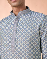 Manyavar Men Dark Grey Chanderi Kurta Pajama