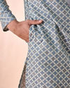 Manyavar Men Dark Grey Chanderi Kurta Pajama