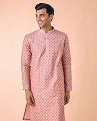 Manyavar Men Graceful Dusty Pink Kurta Pajama