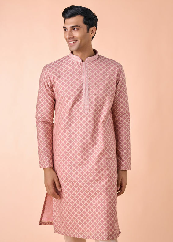 Manyavar Men Graceful Dusty Pink Kurta Pajama