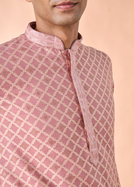 Manyavar Men Graceful Dusty Pink Kurta Pajama