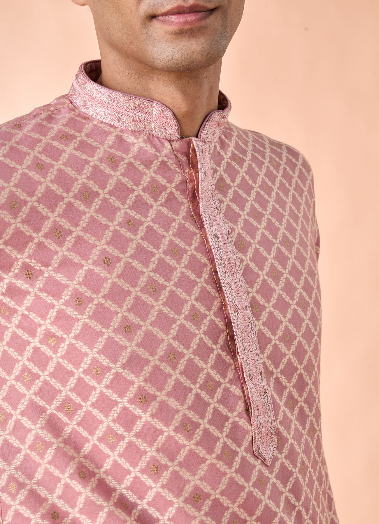 Manyavar Men Graceful Dusty Pink Kurta Pajama