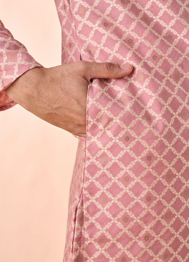 Manyavar Men Graceful Dusty Pink Kurta Pajama