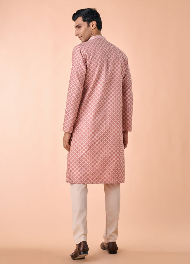 Manyavar Men Graceful Dusty Pink Kurta Pajama