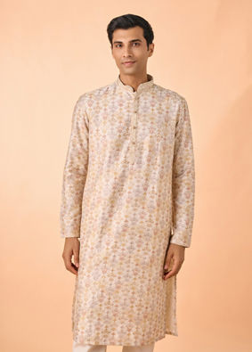 Manyavar Men Cream Elegance Kurta Pajama