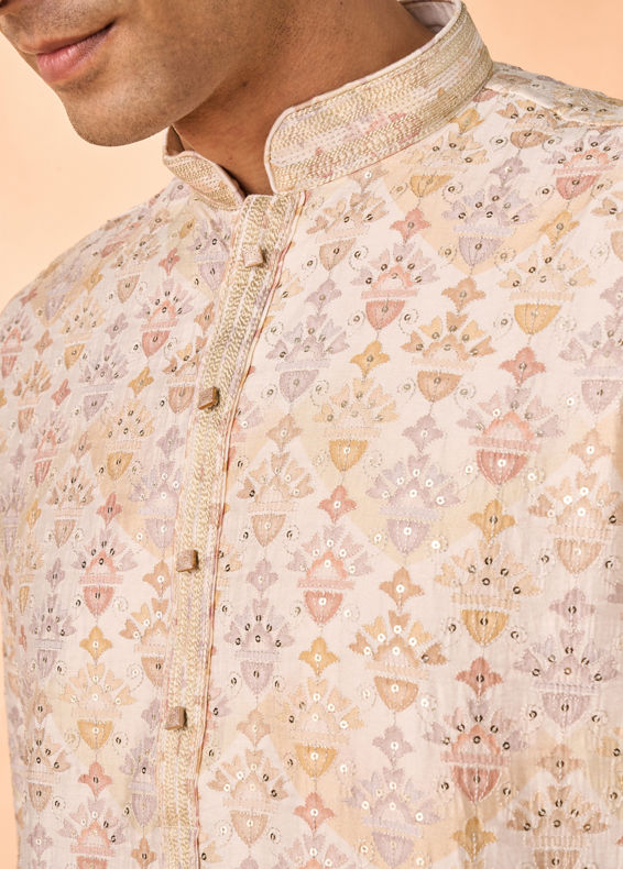Manyavar Men Pastel Green Pista Elegance Kurta Pajama