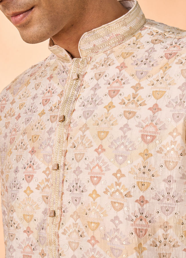 Manyavar Men Cream Elegance Kurta Pajama