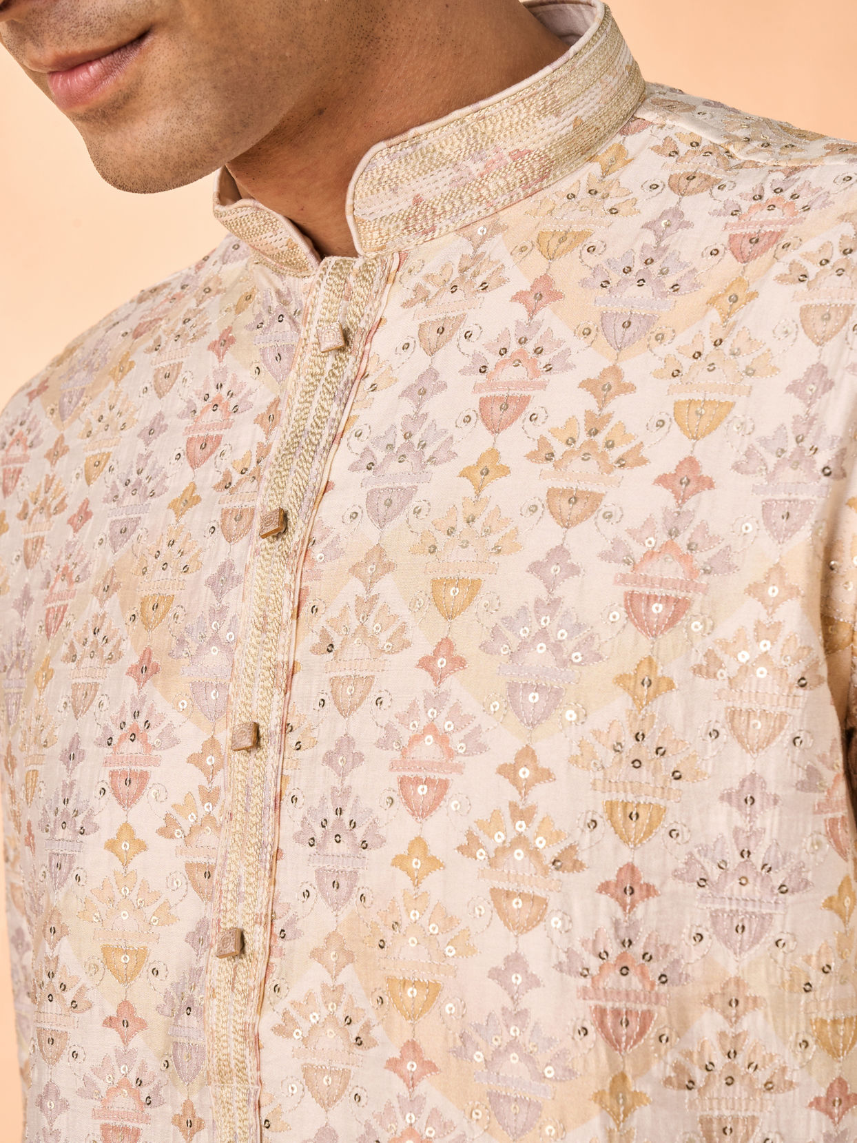 Manyavar Men Cream Elegance Kurta Pajama