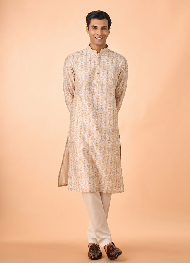 Manyavar Men Pastel Green Pista Elegance Kurta Pajama