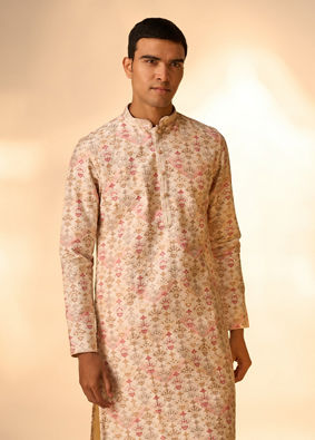 Manyavar Men Peachy Elegance Kurta Pajama