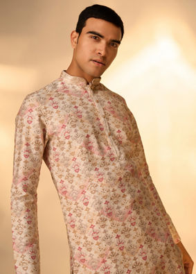 Manyavar Men Peachy Elegance Kurta Pajama
