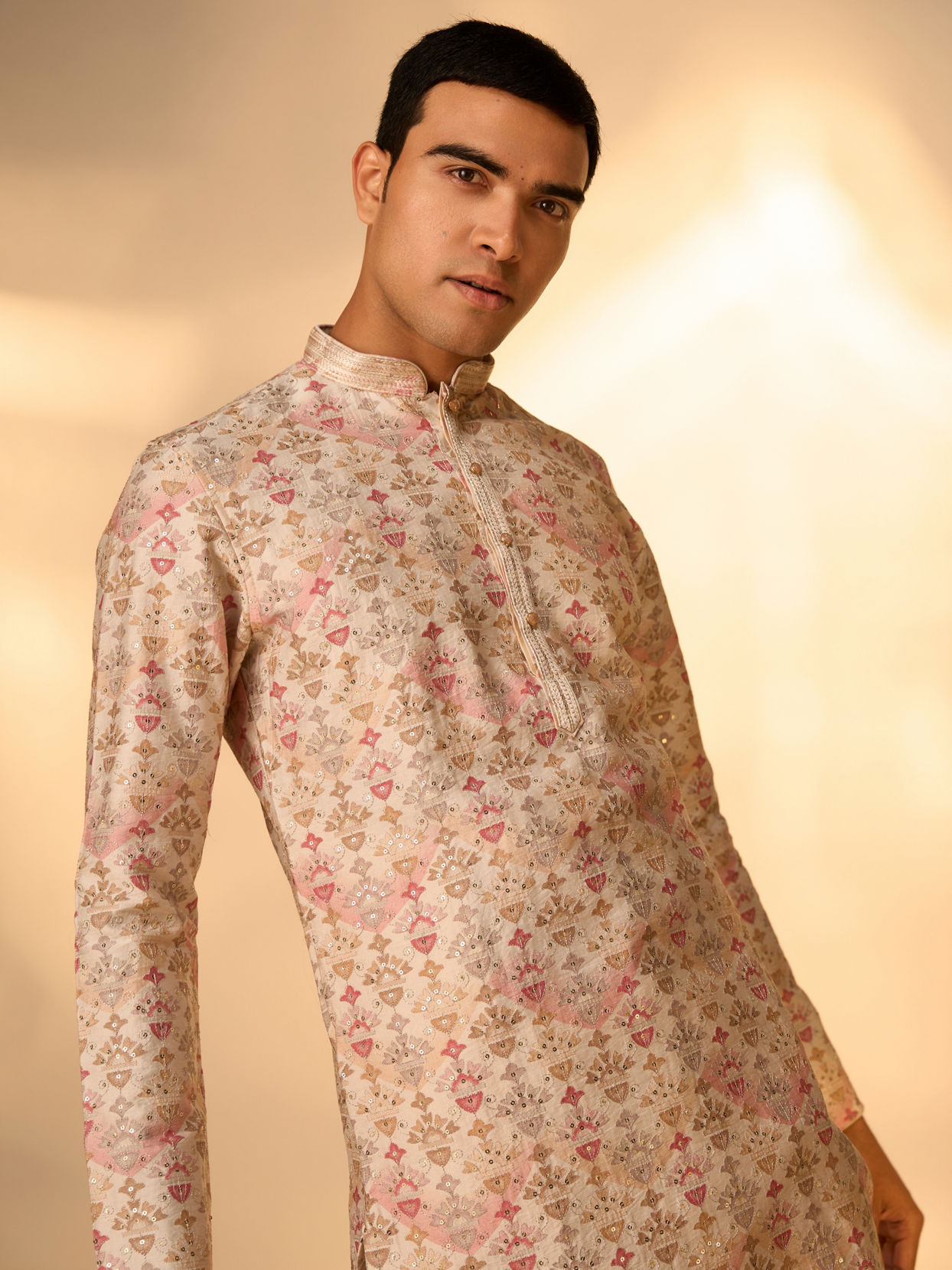 Manyavar Men Peachy Elegance Kurta Pajama