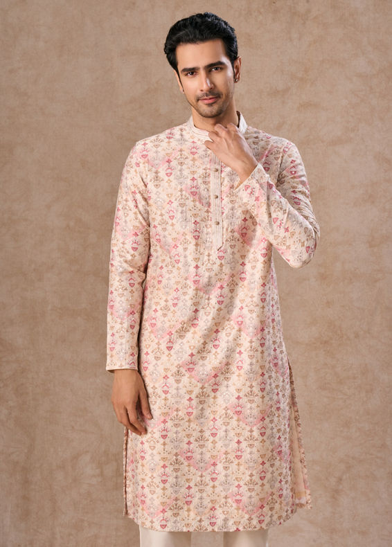 Manyavar Men Peachy Elegance Kurta Pajama