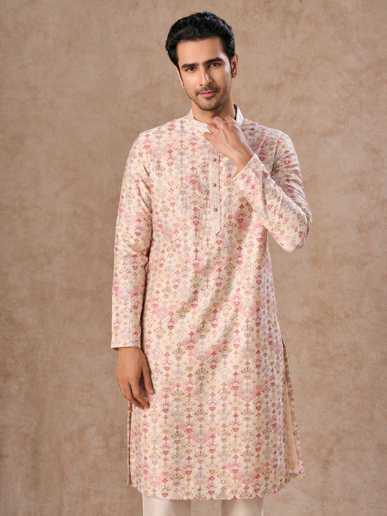 Manyavar Men Peachy Elegance Kurta Pajama