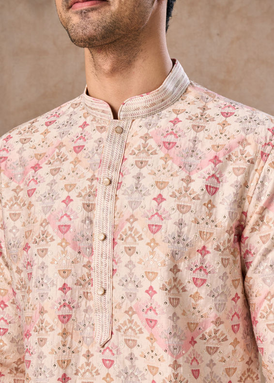 Manyavar Men Peachy Elegance Kurta Pajama