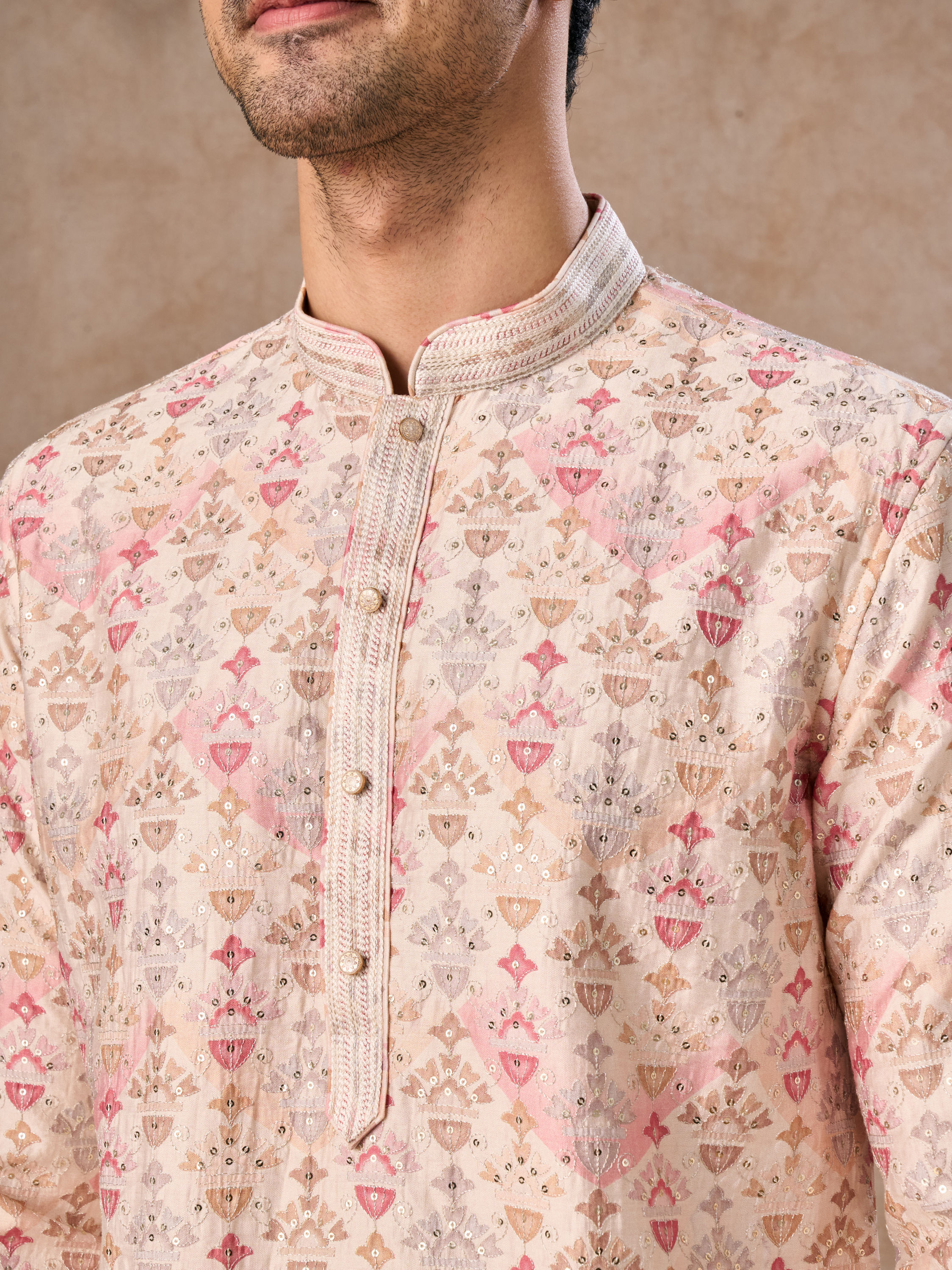 Manyavar Men Peachy Elegance Kurta Pajama