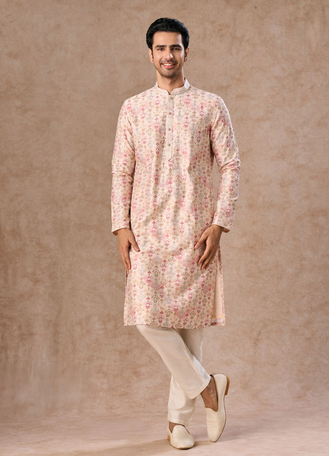 Manyavar Men Peachy Elegance Kurta Pajama