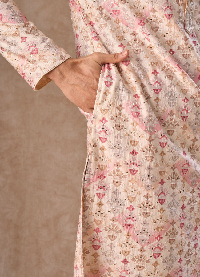 Manyavar Men Peachy Elegance Kurta Pajama
