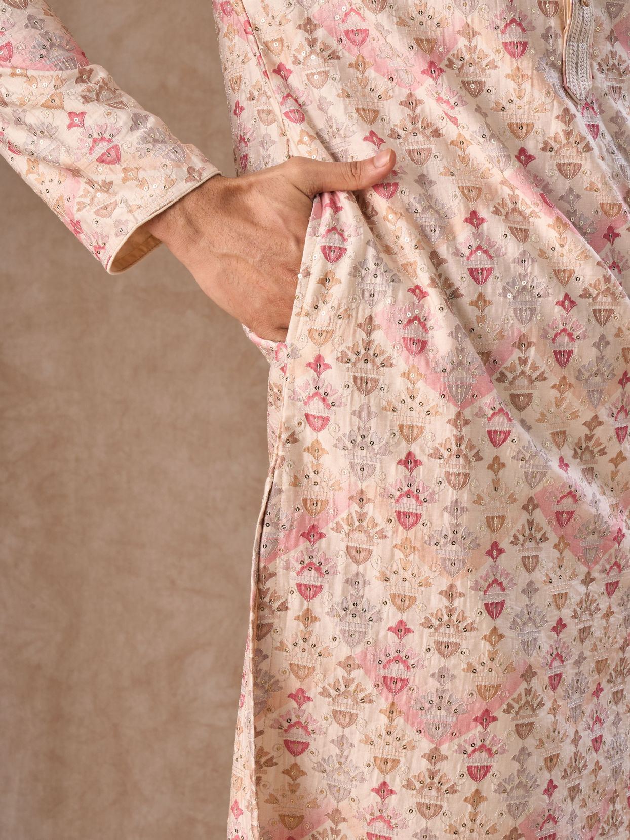 Manyavar Men Peachy Elegance Kurta Pajama
